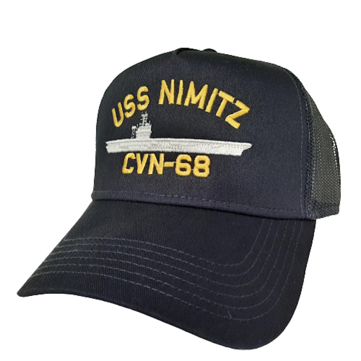 USS Nimitz CVN-68 Baseball Cap Hat Mesh Snapback Blue Embroidered US Navy