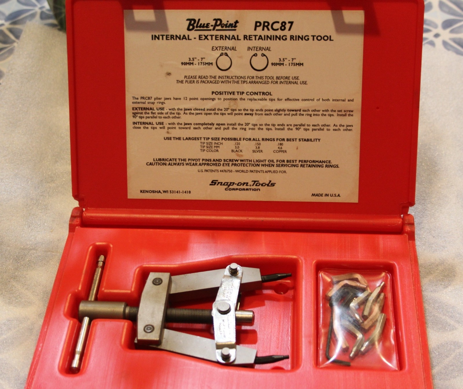 Blue Point PRC87 Internal-External Retaining Ring Tool w/automatic lock