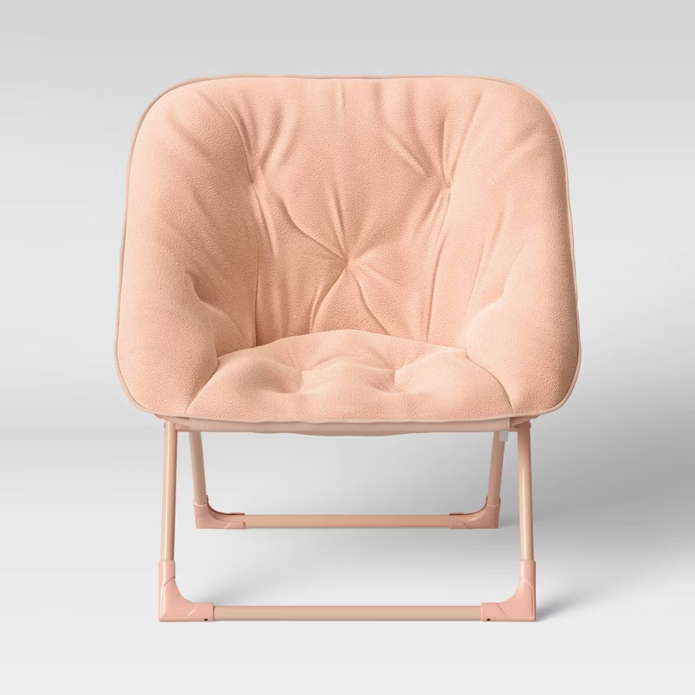 Pillowfort Folding Dish Children's Kids' Chair Saucer Foldable Armless Peach