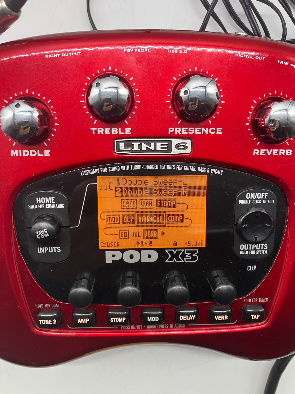 LINE6 POD X3 Multi-Effects w/Adapter Working QC22186