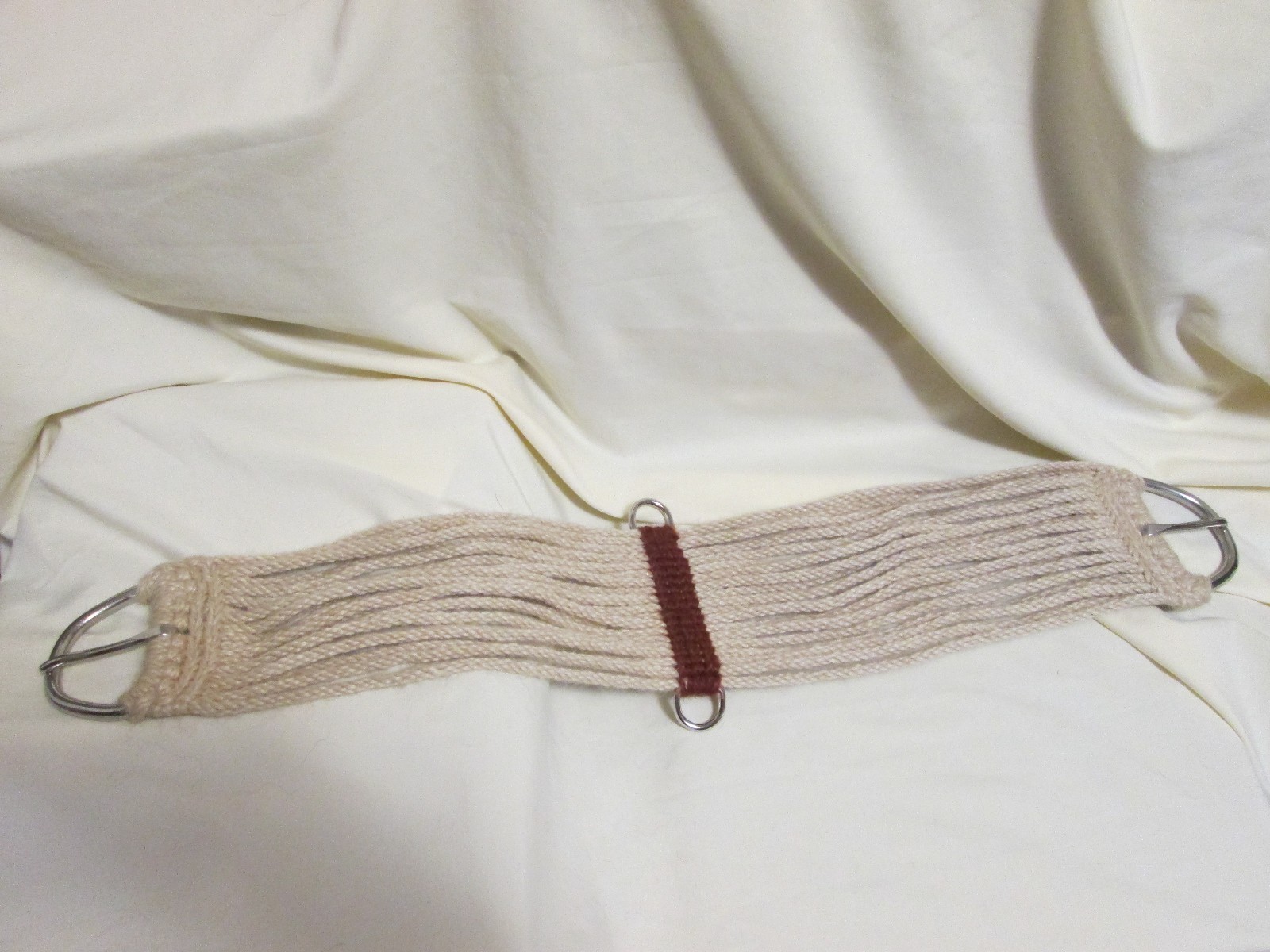 Mohair Cinch   30 1/2 inches  White with brown