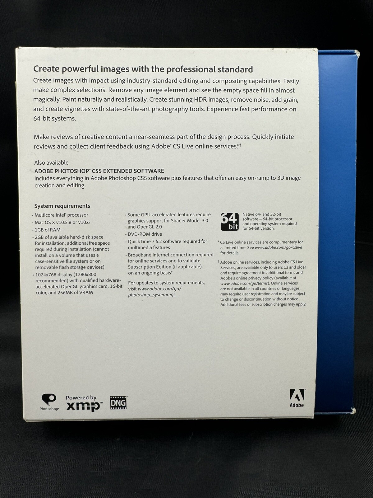 Adobe Photoshop CS5 Upgrade Mac OS Box w/ Discs & Manuals Complete