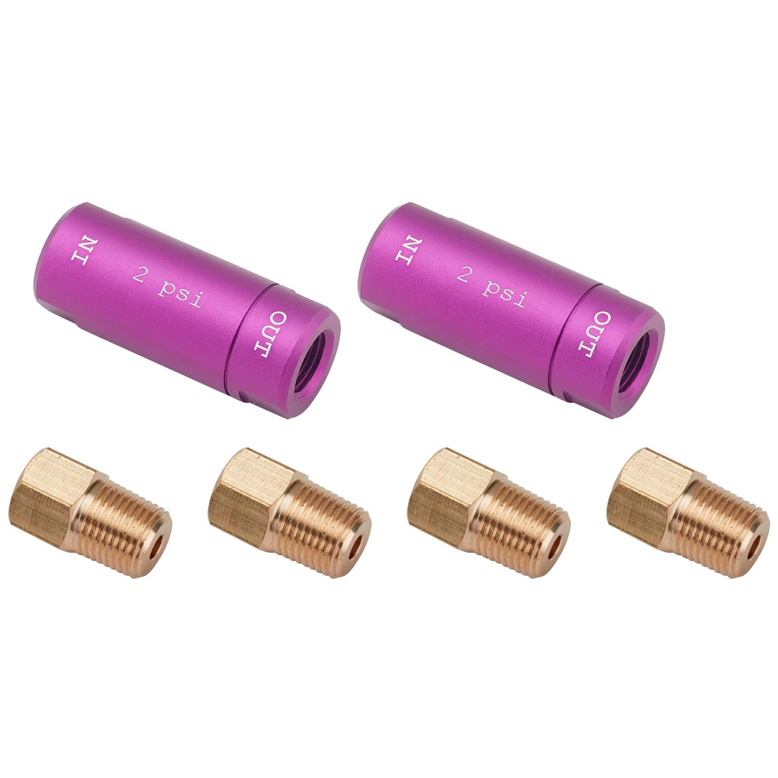 Speedway Disc Brake Residual Valves with Fittings, 2 PSI, Pair