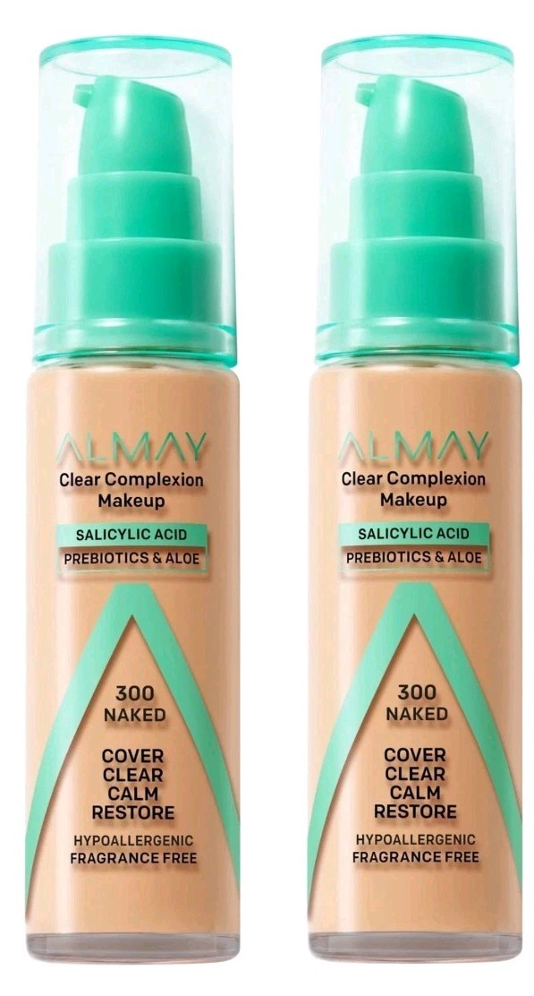 2 Clear Complexion Makeup Foundation, 300 Naked, 1 fl oz (30 ml) NEW