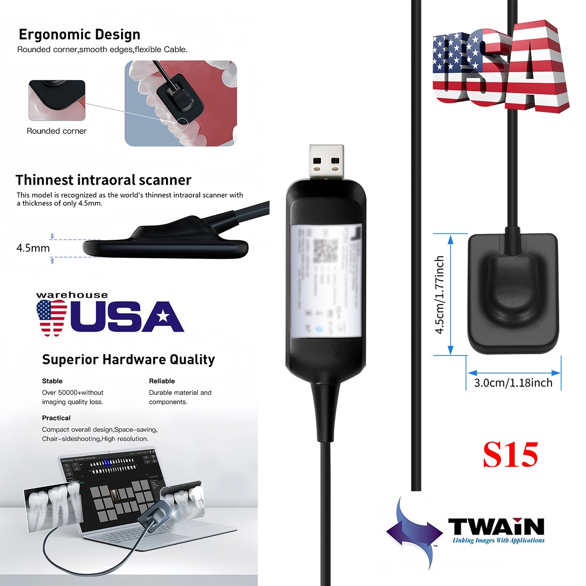 Dental Sensor Size 1.5 || Fast ship || Twain