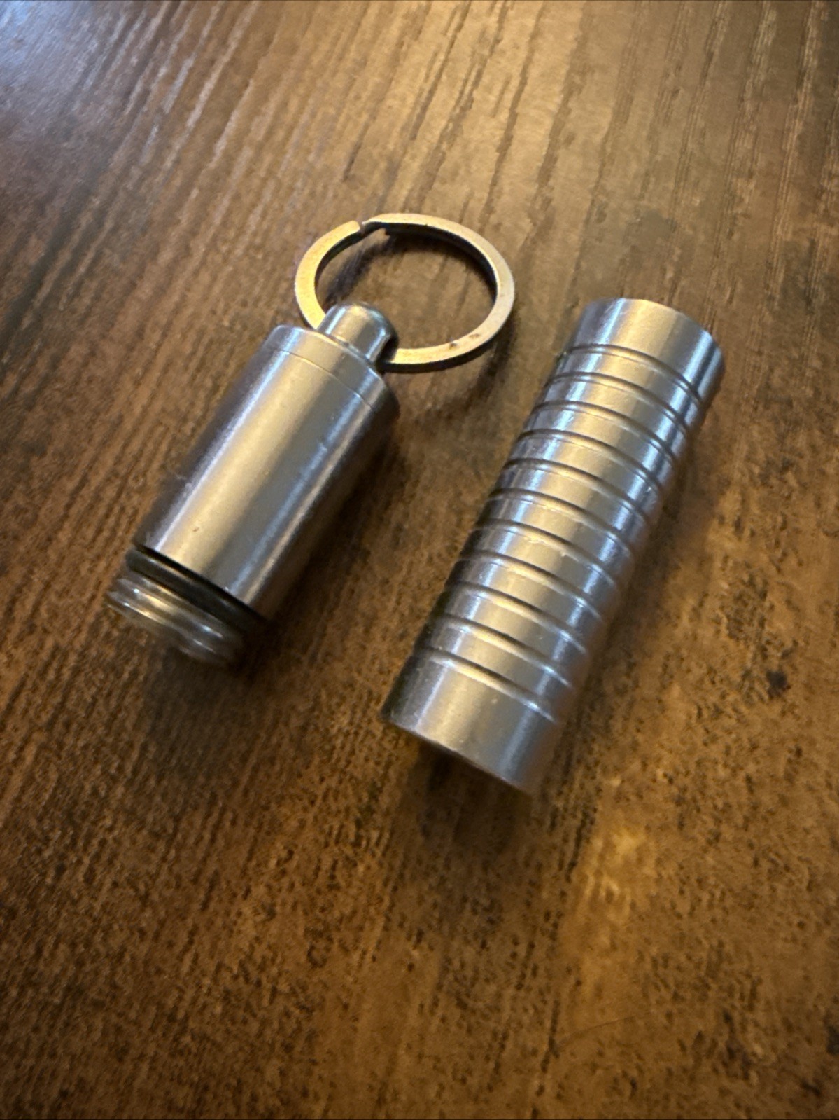 Cielo Stainless Steel Two Chamber Pill Holder Keychain Waterproof Silver