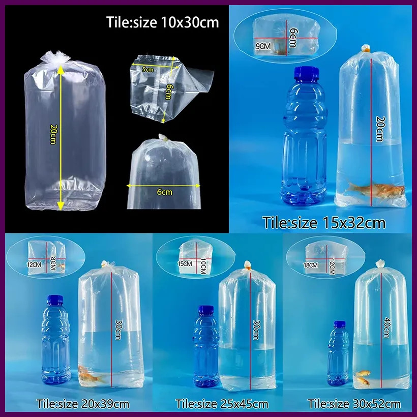 10x Aquarium Breathing Bags Breather Bags Transport Fish Flat Bottom Bags New