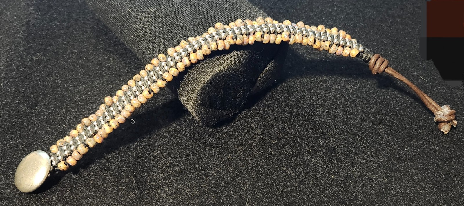 Handmade Stone Bead and Leather Bracelet