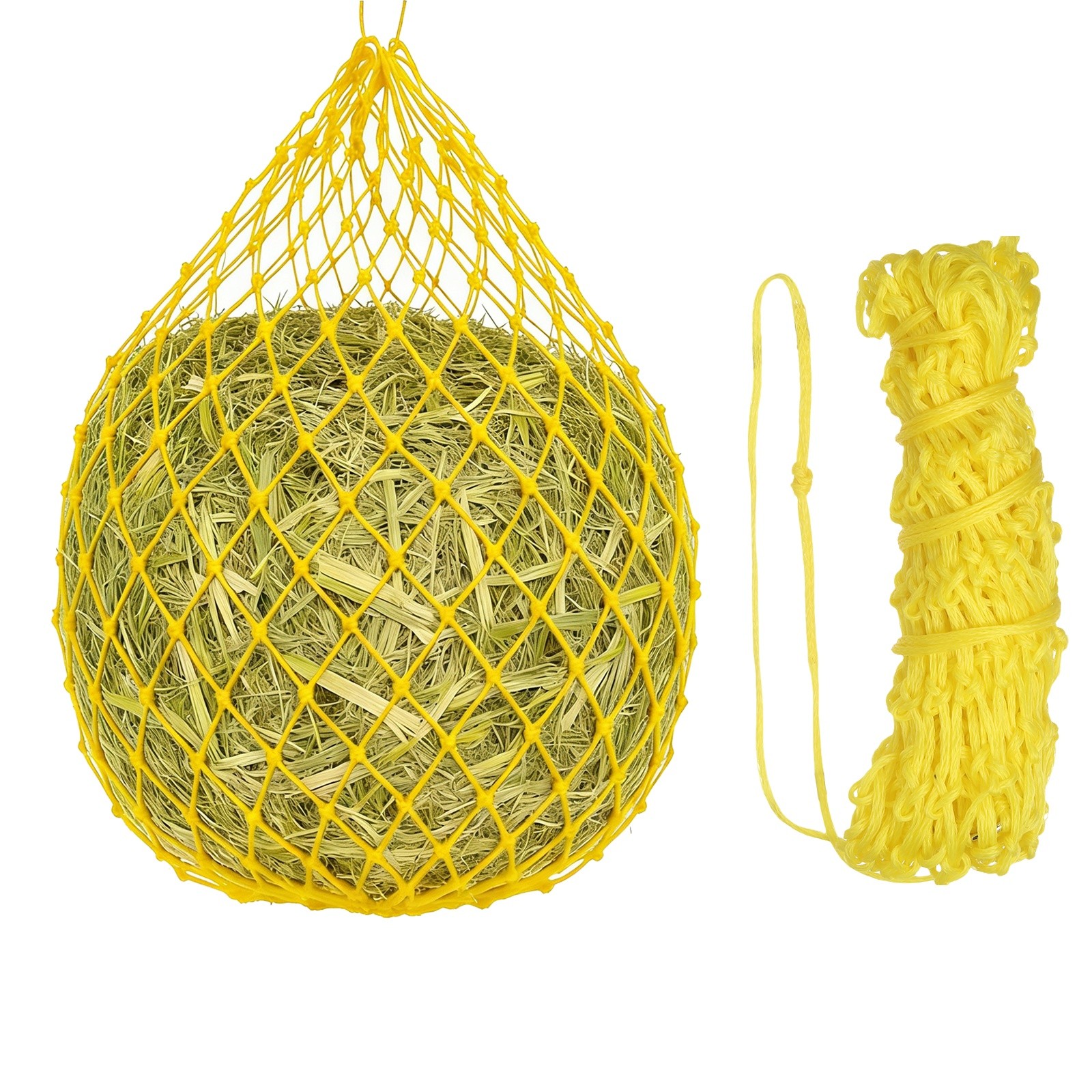 Slow Feeder Hay Net 40" L 2" Holes Strong Load-Bearing Yellow