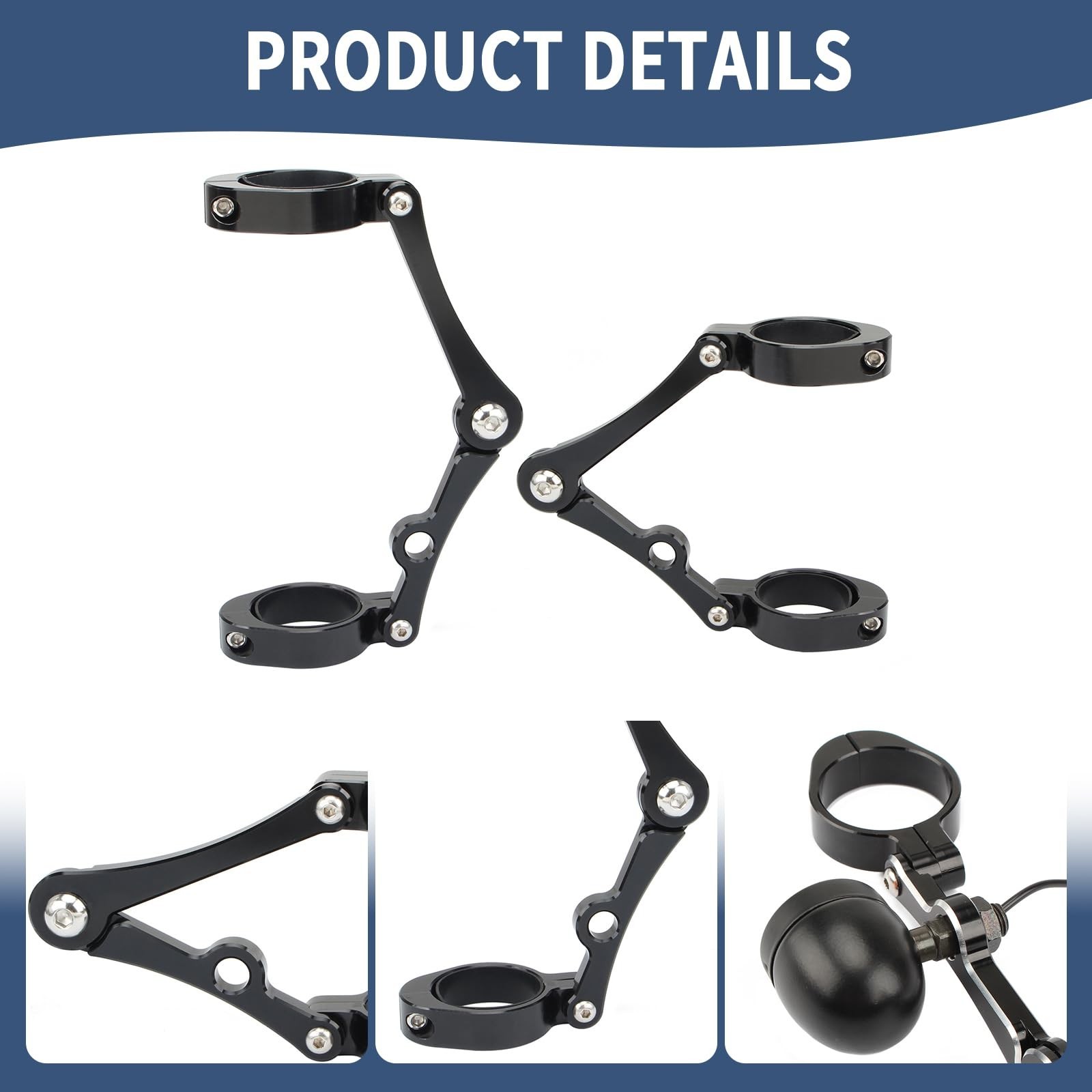 Universal Motorcycle Headlight Bracket 50-54mm Fork Brackets Mount Tube Clamp...