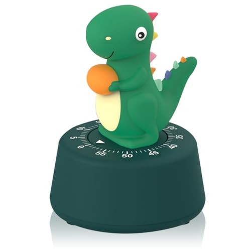 60 Minutes Mechanical Kitchen Timer,Cute Dinosaur Timer for Dark Green