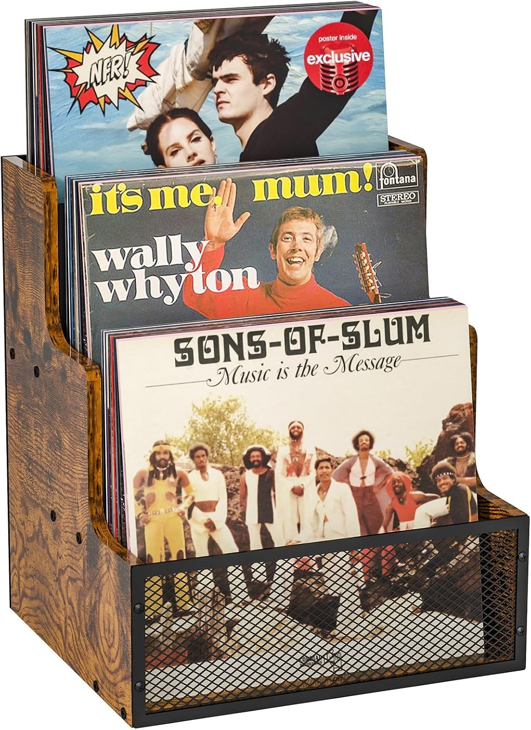 Vinyl Record Storage,Stepped 3 Tier LP Vinyl Record Crate,Vinyl Record Album