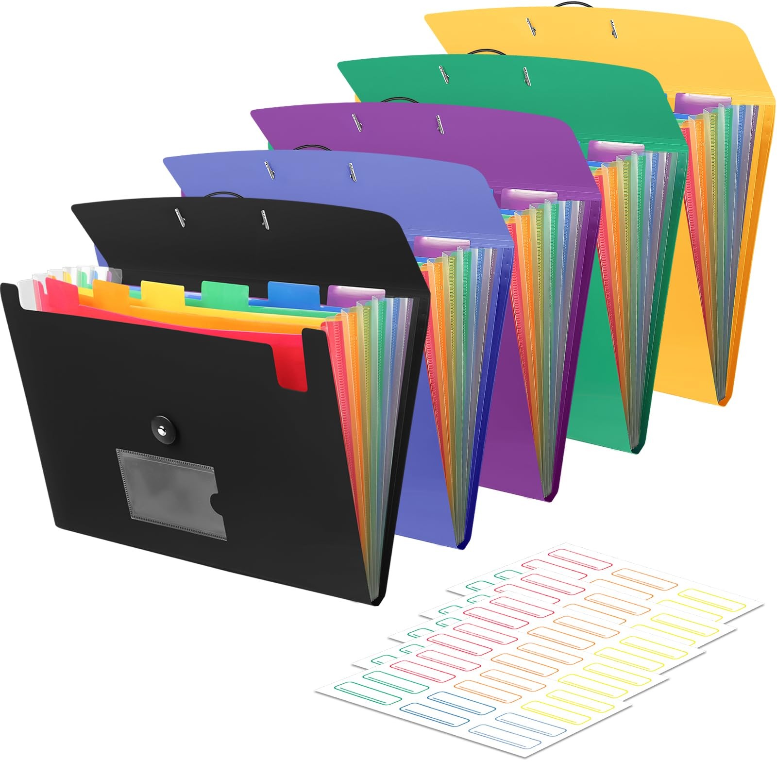5 Pack 7 Pocket 5 7 pocket, Black, Bluepurple, Purple, Green, Orange