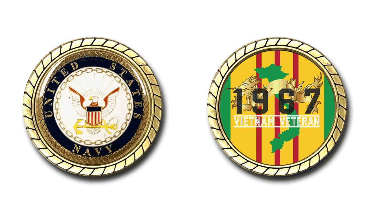 US Navy Vietnam Veteran 1967 Challenge Coin Officially Licensed