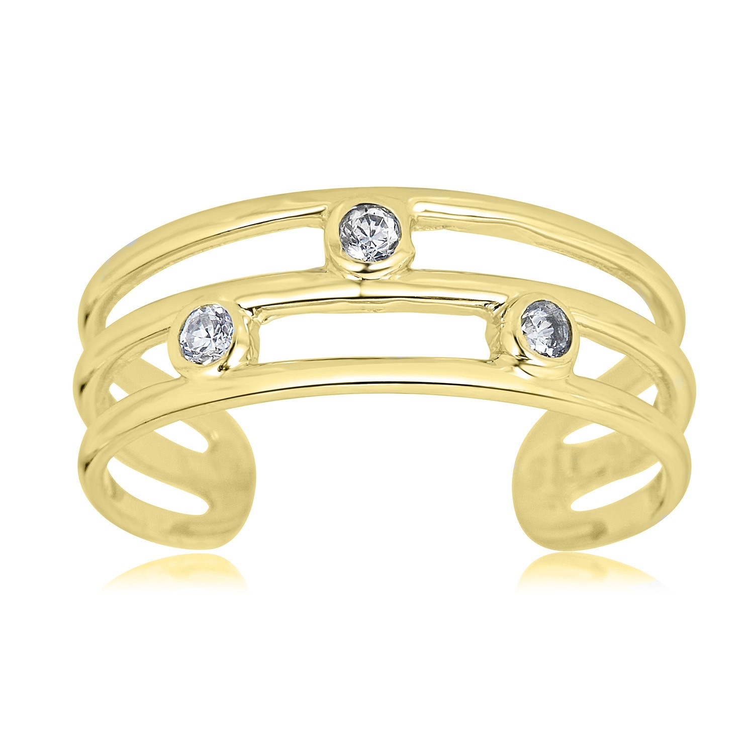 AVORA 10K Gold Adjustable Row Toe Ring