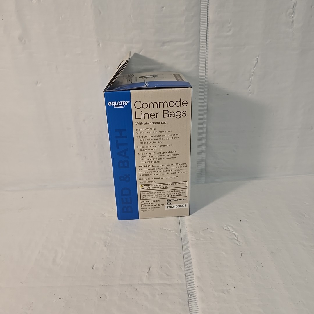 Commode Liner Bags w/ Absorbent Pad 12 Liners Per Box Disposable Refill Equate(V