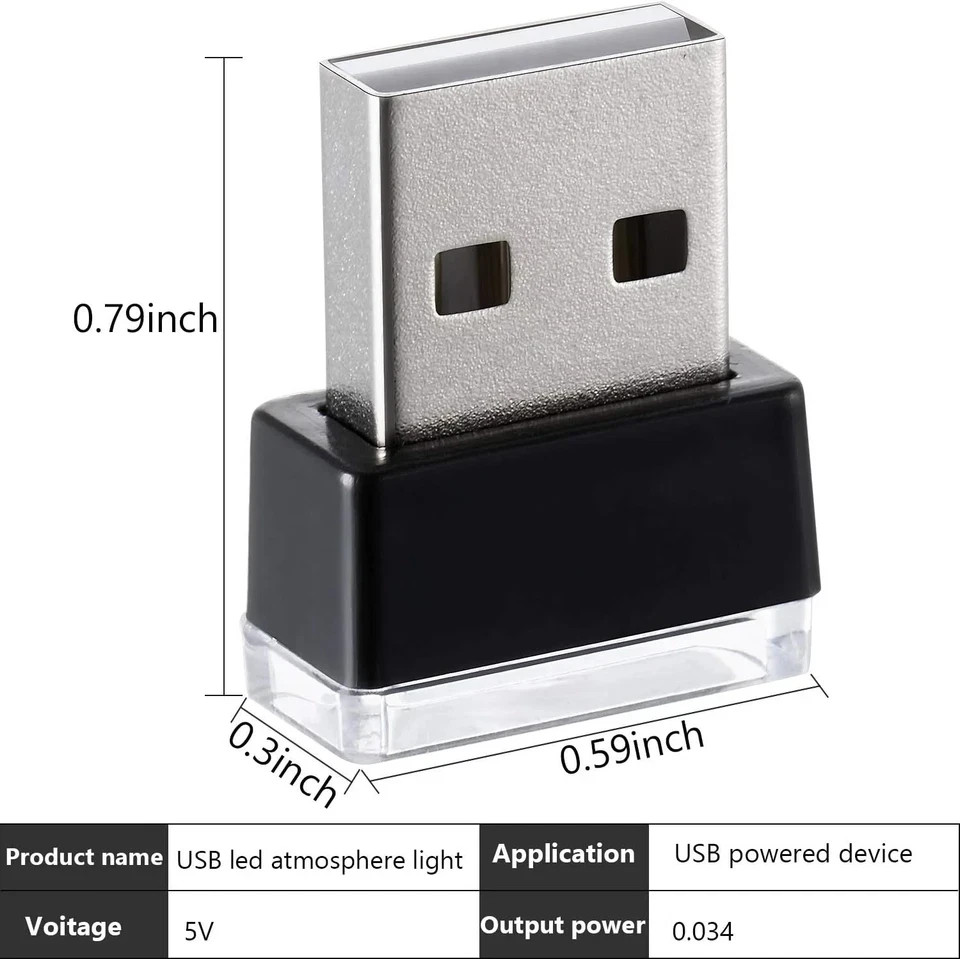 7 Pieces Mini USB LED Light Car Interior Lights USB LED Atmosphere Lamp Light Pl