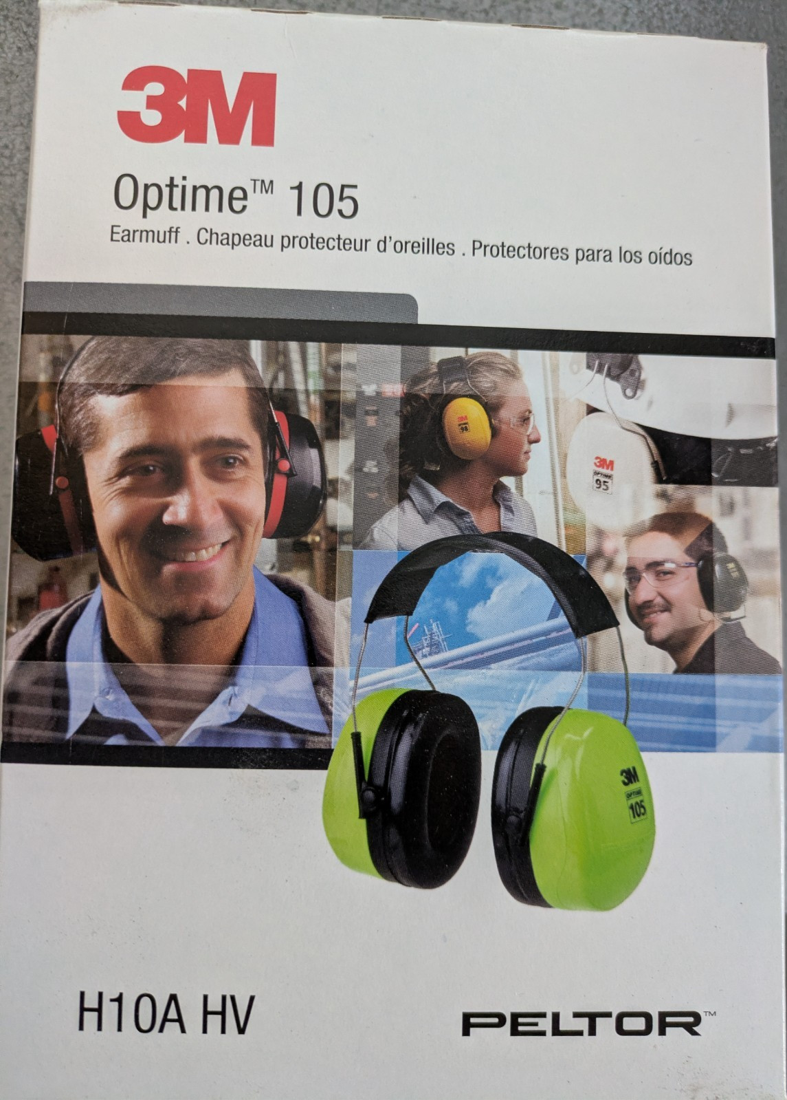 NEW 3M PELTOR Optime 105 Earmuff H10A HV Over-the-Head 30 Decibels Hi-Viz Green