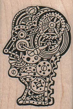 Steampunk Head Large 1 3/4 x 2 1/2" Rubber Stamp, Steampunk Stamp