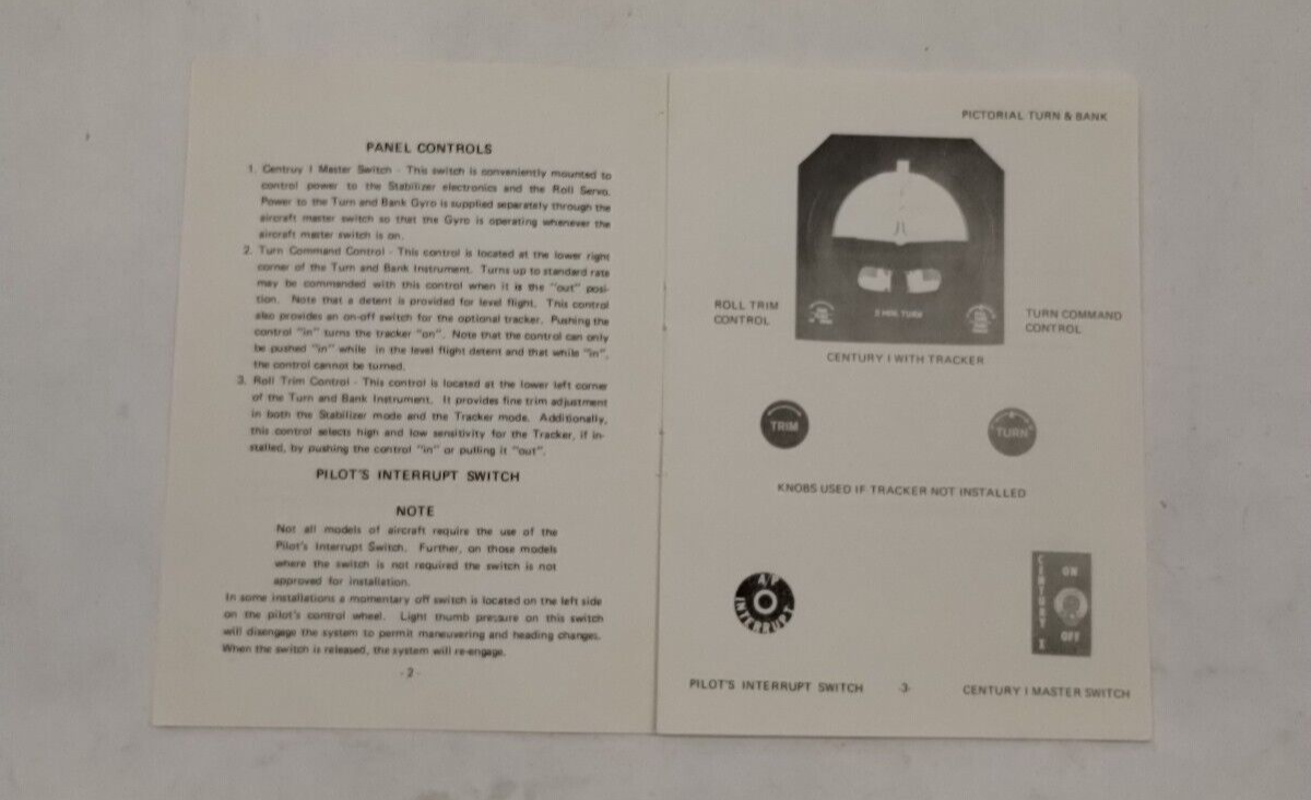 Edo-Aire Mitchell Century I Automatic Flight System Pilots Operating Manual-Orig