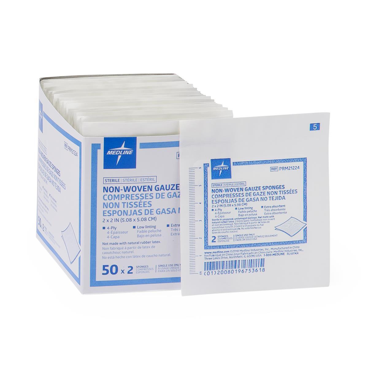 Sterile Nonwoven Gauze Sponges 2" x 2", Box