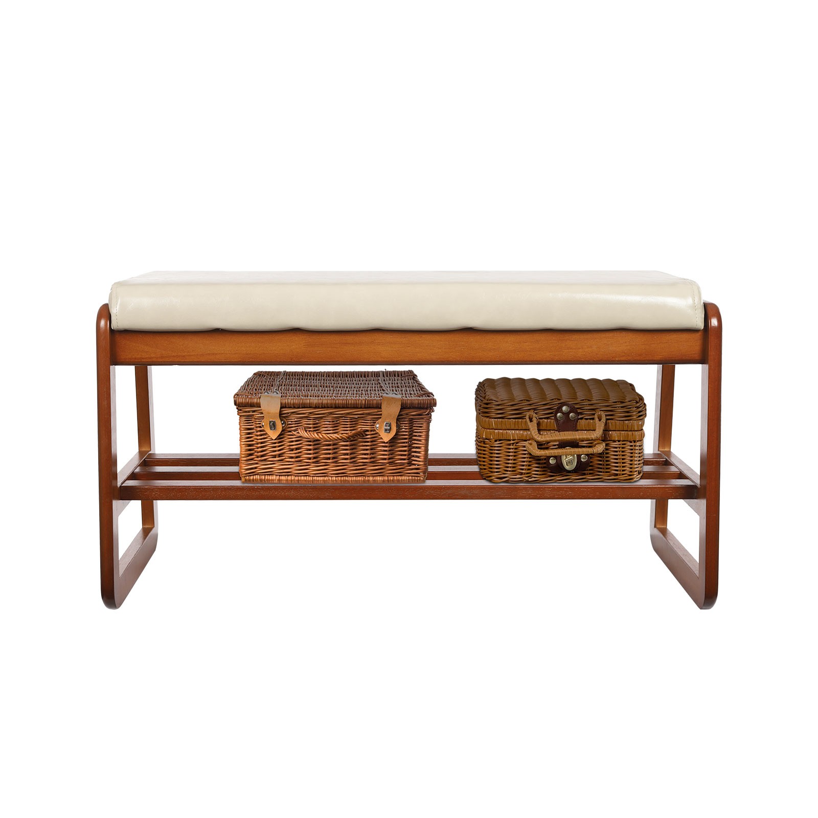 Shoe Bench for Entryway, Shoes Rack Bench with Cushion Rubberwood 80*36*42cm