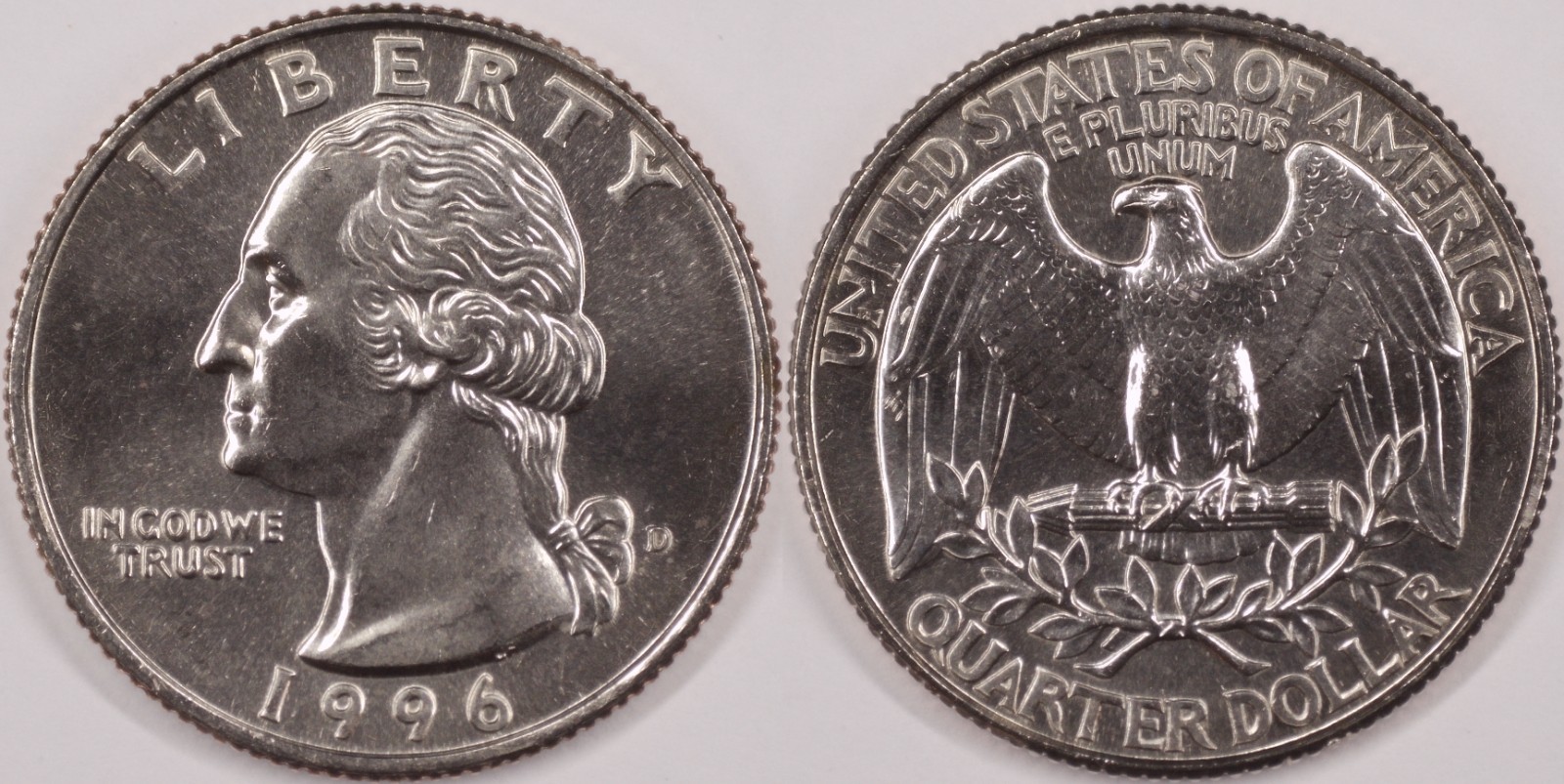 United States 1996 D 25 Cents Washington Quarter KM#164a Clad Eagle Arrows