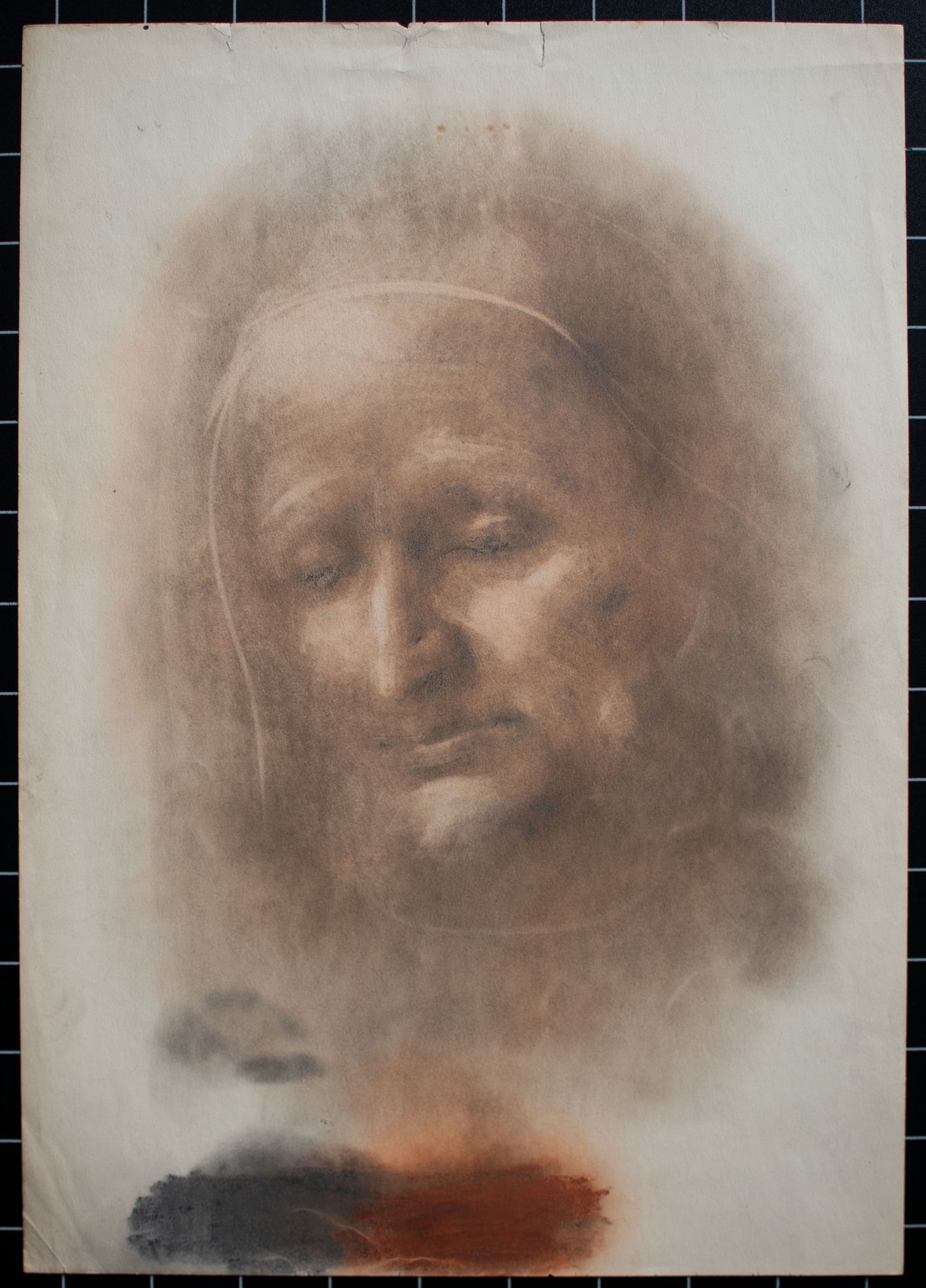 Willi Schmid male portrait head study Munich Secession unique pastel