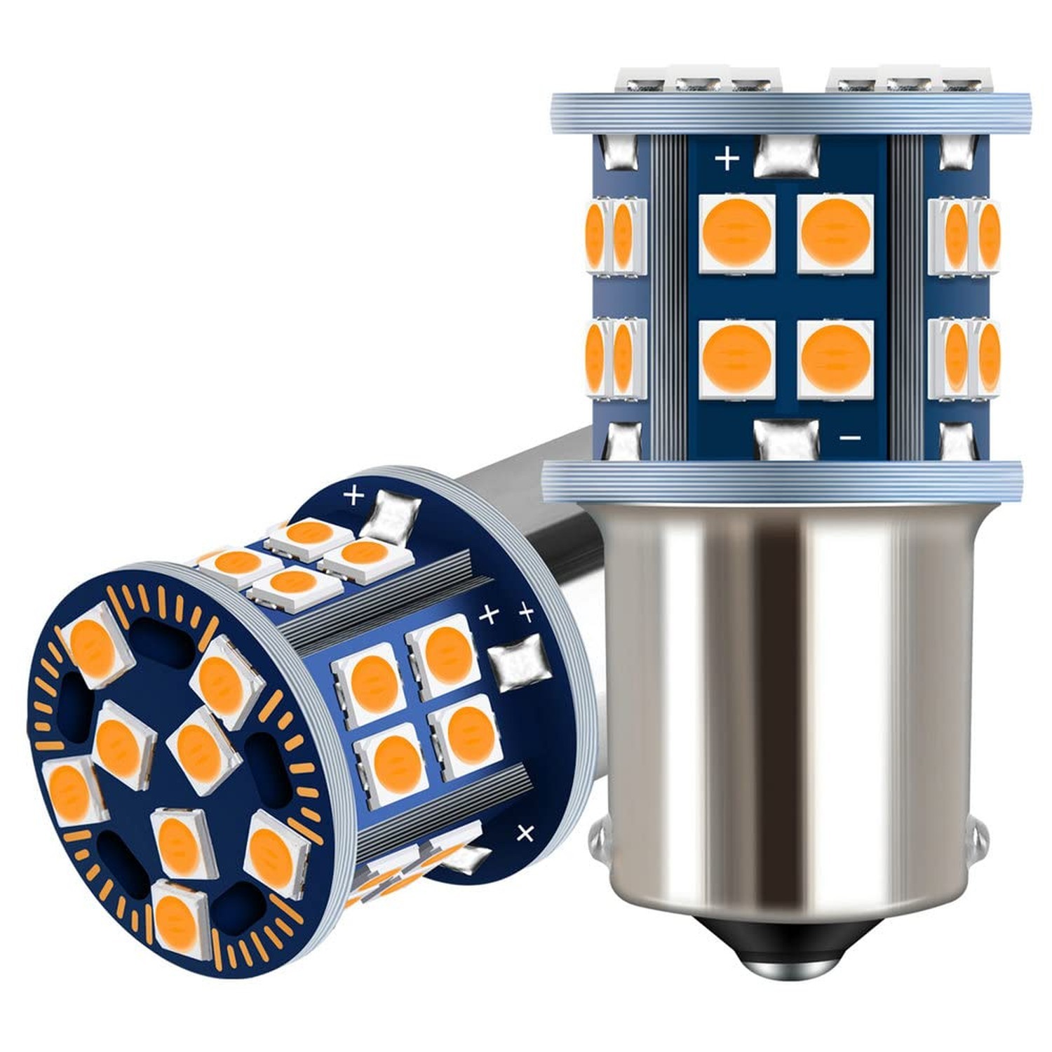 12V Amber Yellow 1156 BA15S 1003 1141 7506 1156A 28-Chip LED Bulb Super Brigh...
