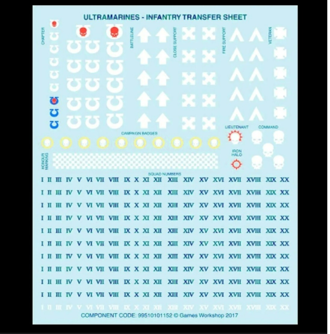 Ultramarines Transfer Sheet Primaris Space Marines Infantry Decals Warhammer 40k