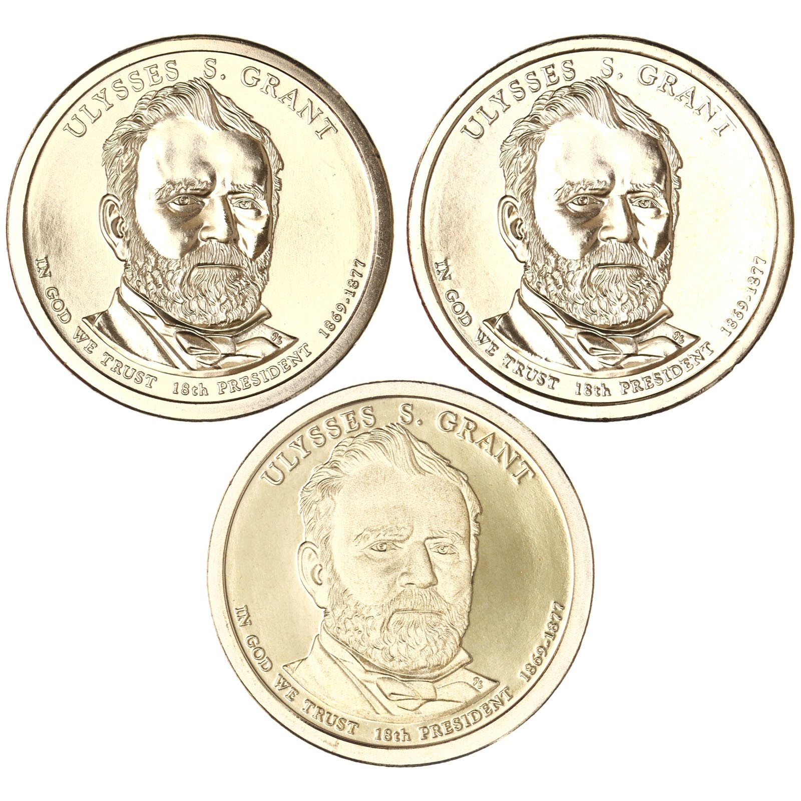 2011 P D S Ulysses S Grant Presidential Dollar Year Set Proof & BU US 3 Coins