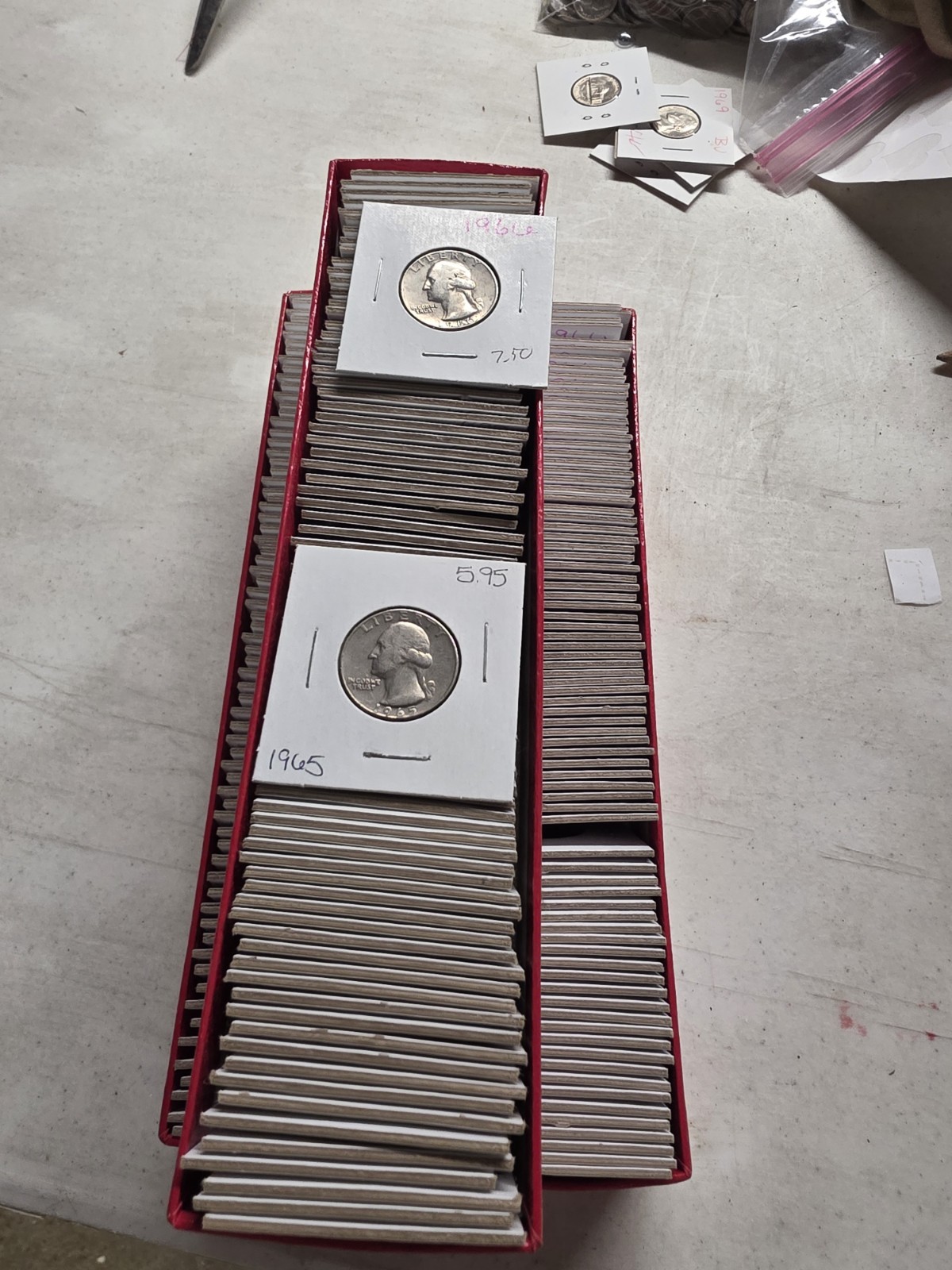 WASHINGTON QUARTER 1965 to 1976 - 60 TOTAL IN FLIPS BETTER CONDITION