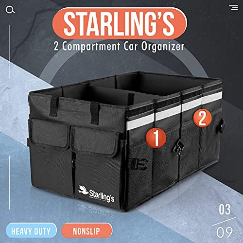 Car Trunk Organizer Super Strong, Foldable Storage Cargo Large with Lid Black
