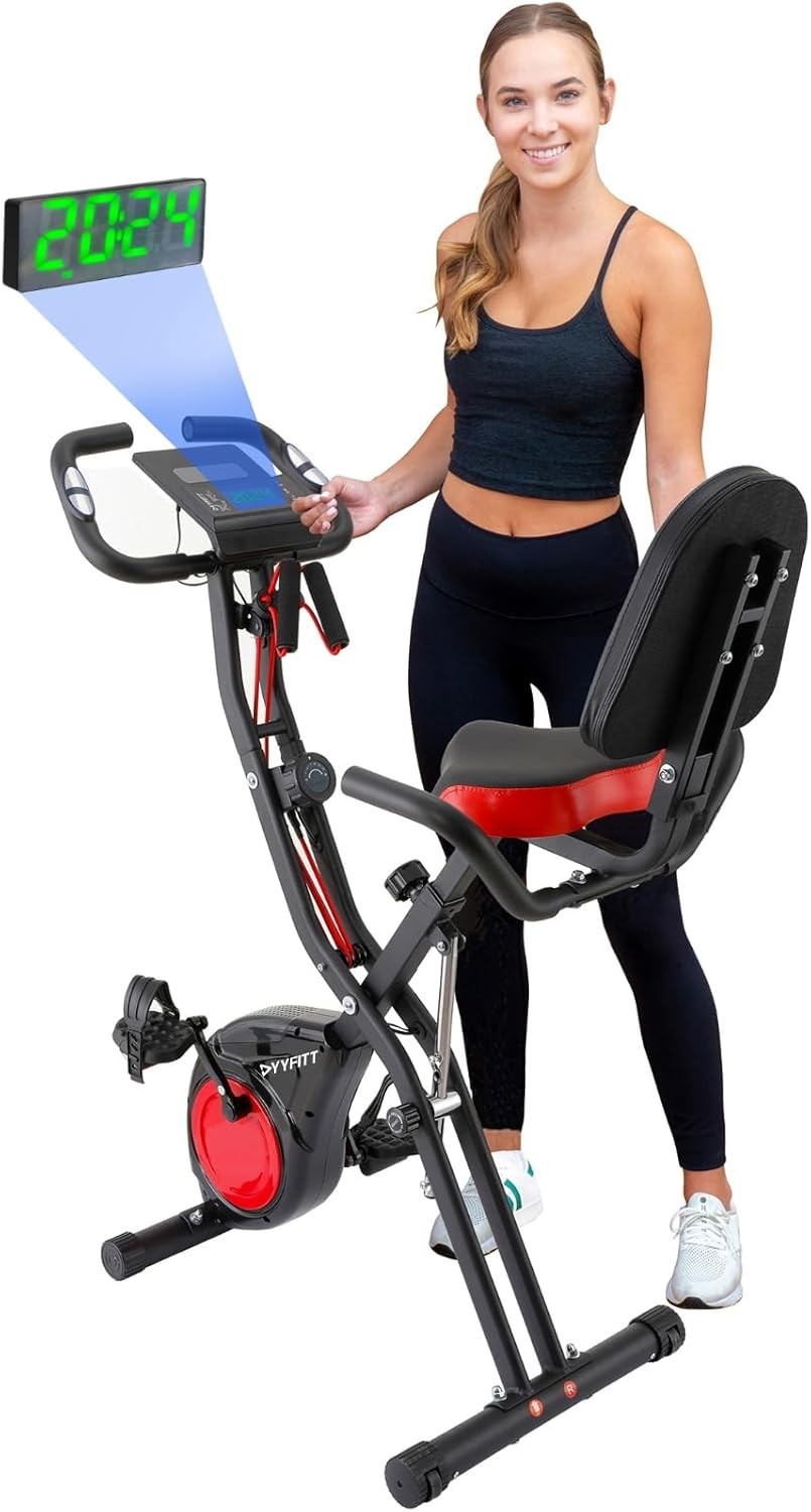 3-IN-1 Exercise Bike with Luminous Digits Display | Folding Stationary Bikes for