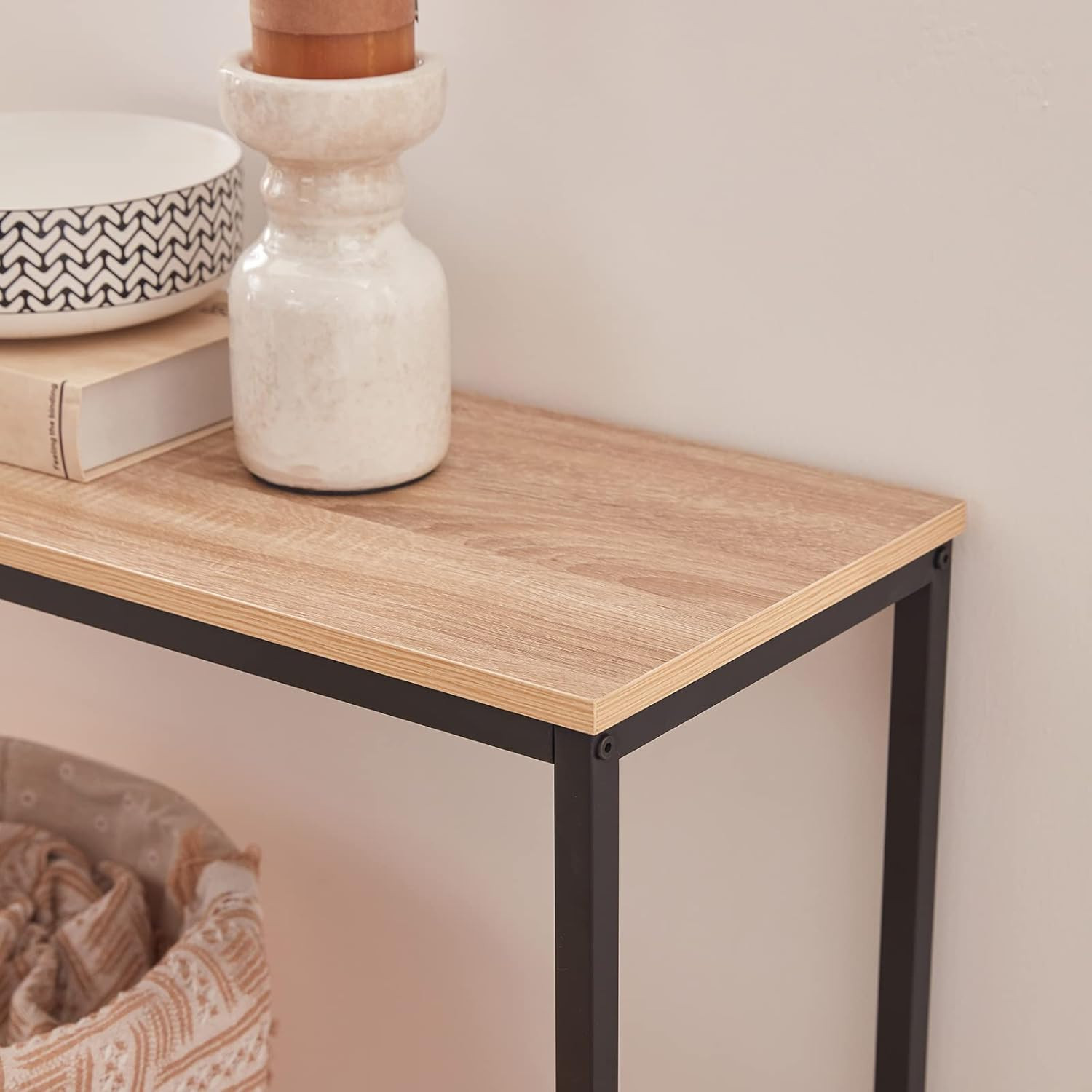 Lifewit 39.4 Inch Console 39.4"L X 11.8"W X 28.3"H, Light Oak
