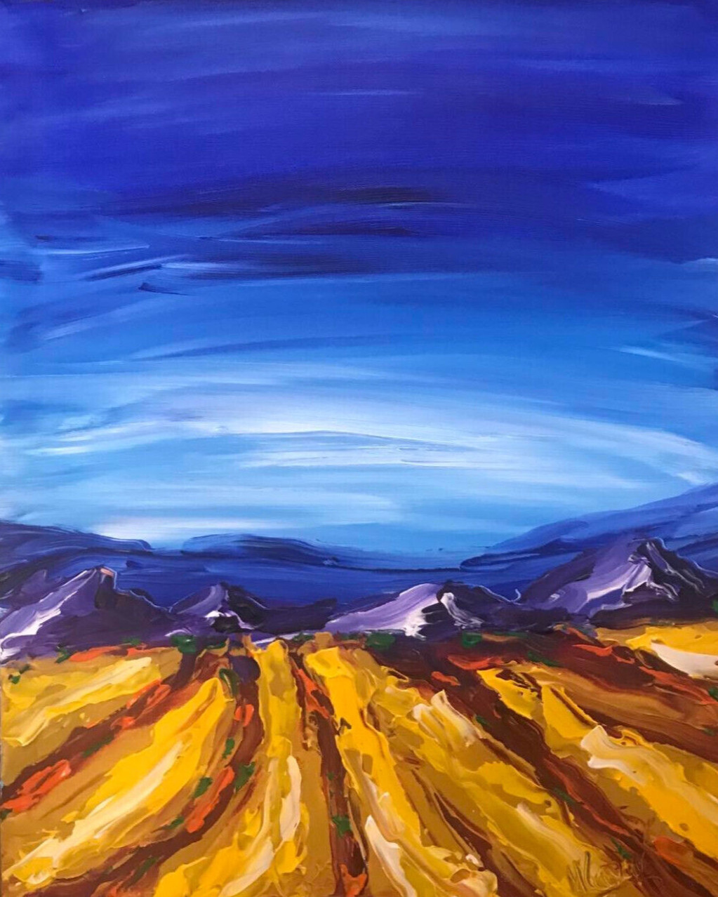IMPRESSIONIST MODERN ART STRETCHED CANVAS  MUSIC COFFEE LANDSCAPE