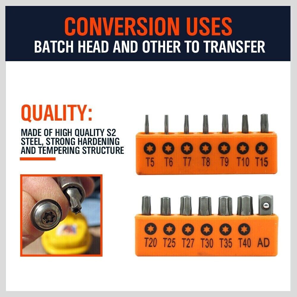 14 Piece Security Torx Bit Set Tri-Wing Hex Star Screwdriver Tamper-Proof Tools