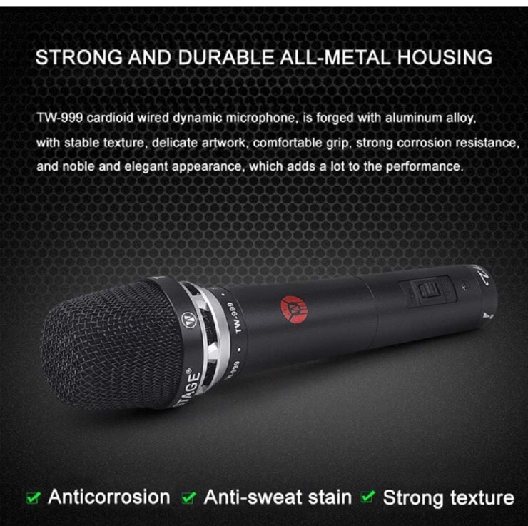 Tiwastage Cardioid Dynamic Vocal Microphone With 16.4 ft XLR Cable
