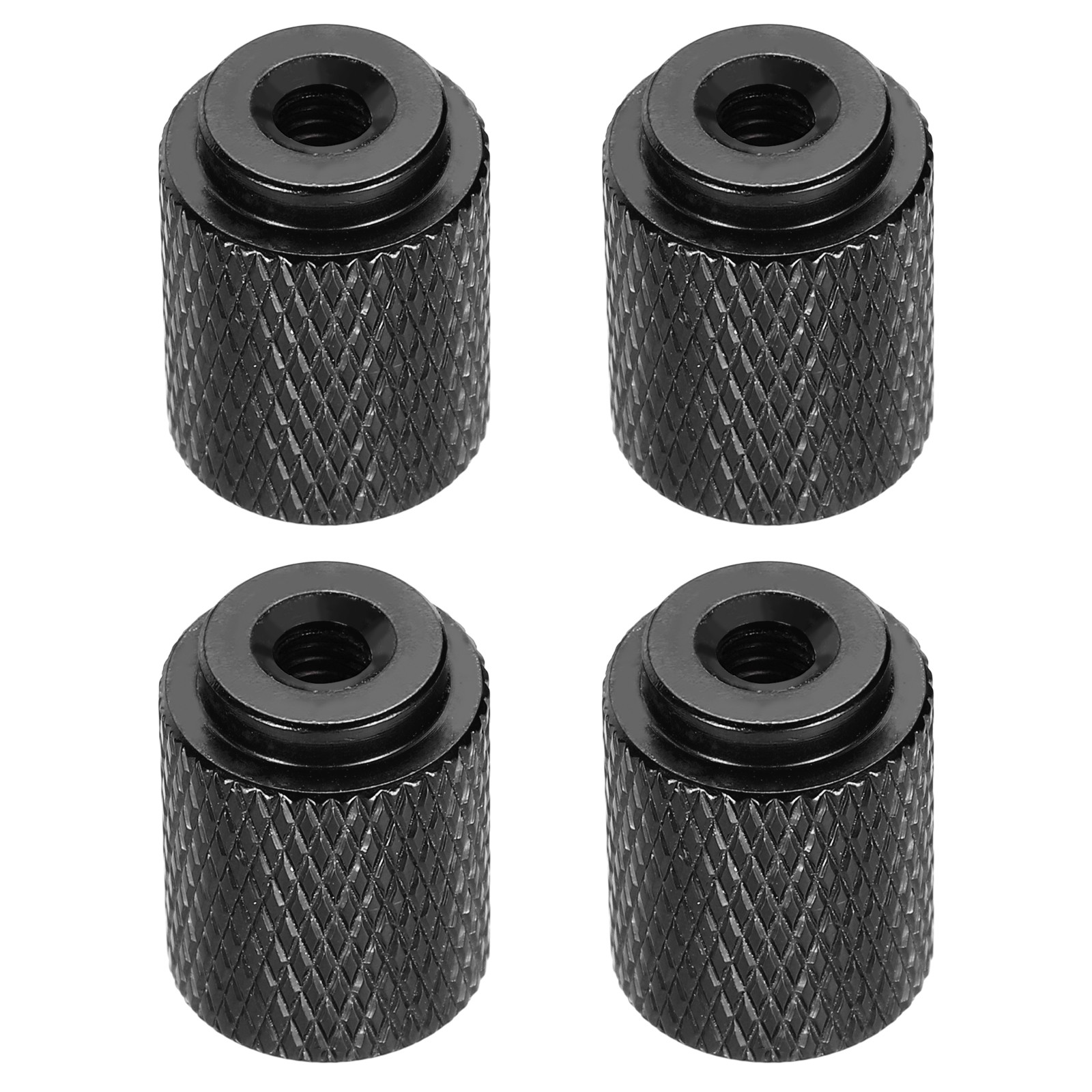 4pcs Knurled Thumb Nut, M4 12mm OD 16mm Height Aluminium Alloy Bright Black