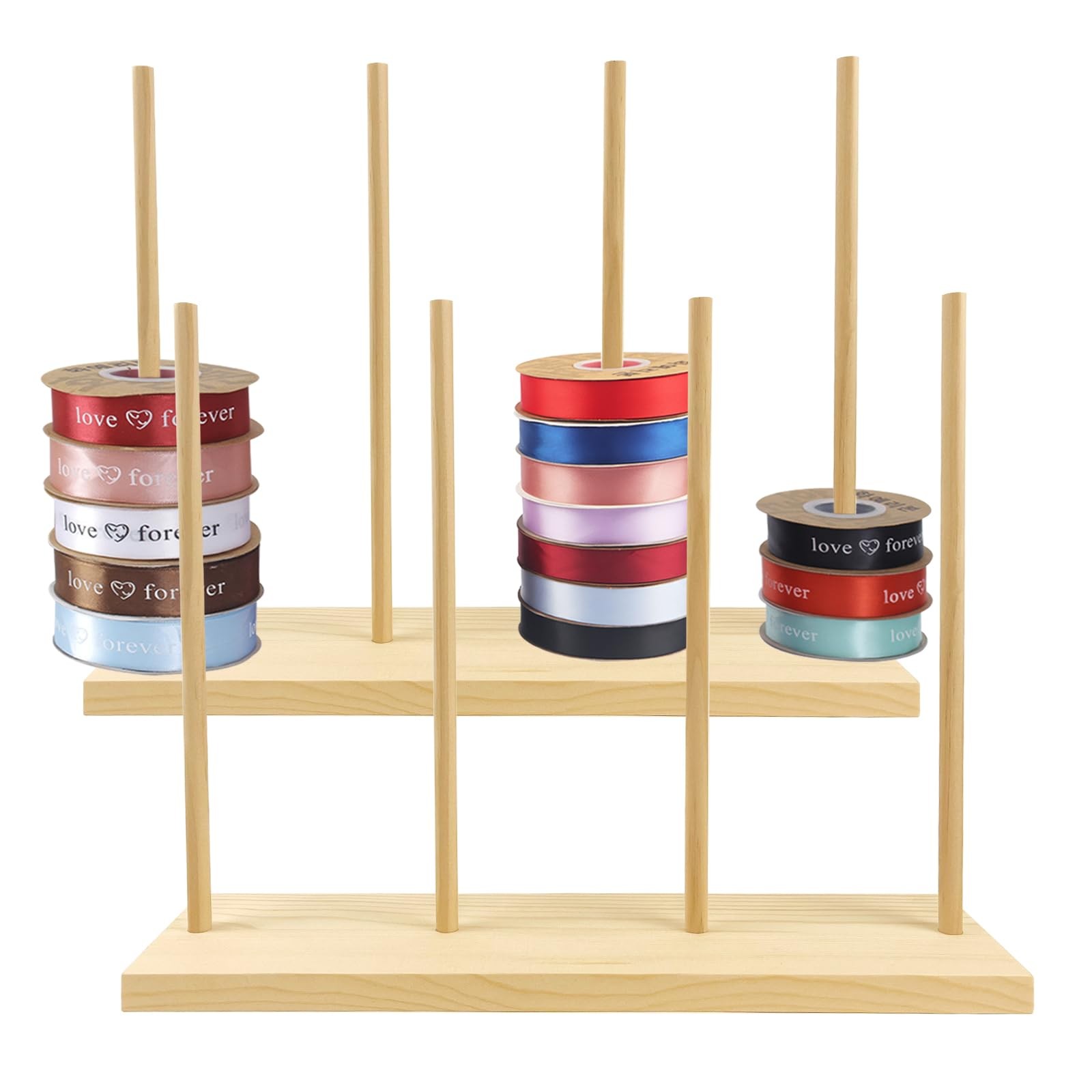 AIHSUMC Wooden Ribbon Rack Storage, 2 Pcs 14.17 x 3.8 x 0.11 inches, Nature