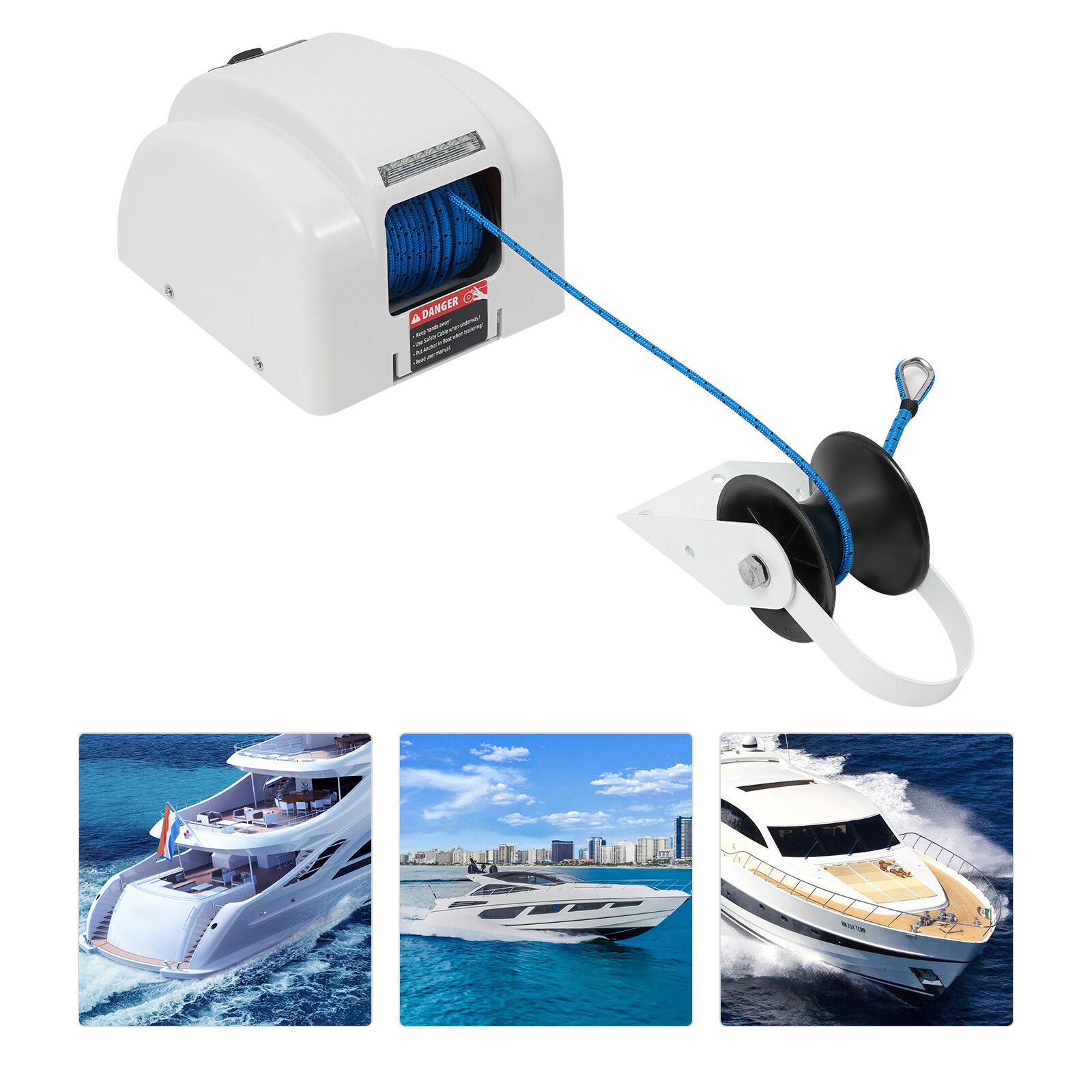 45lbs Boat Anchor Winch Electric Marine Winch Free Fall Winch & Wireless Remote