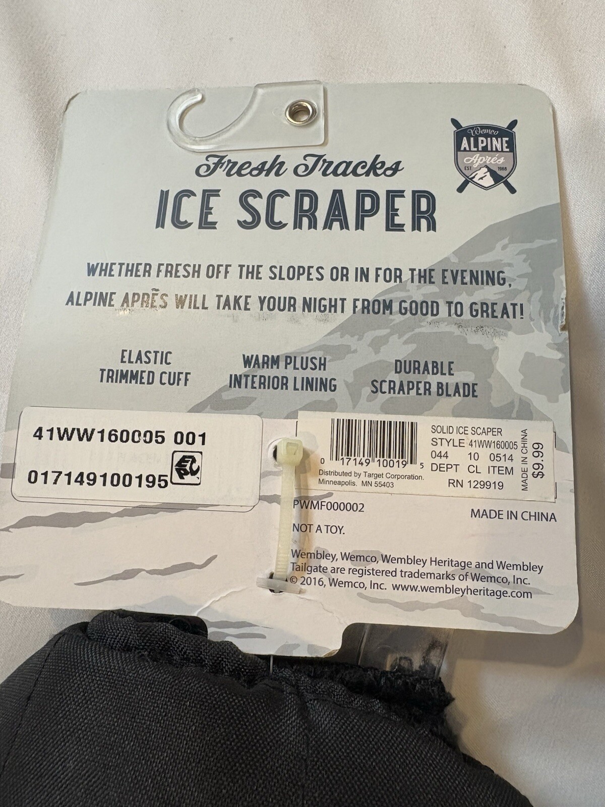 Ice Scraper De-Icer Tool 2 Pack with Waterproof Glove Lined Thick Fleece