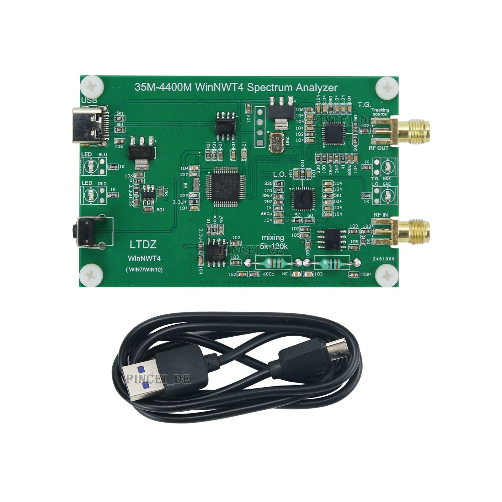 LTDZ_ 35M-4400M USB Spectrum Analyzer w/ Tracking Source Module Signal Source
