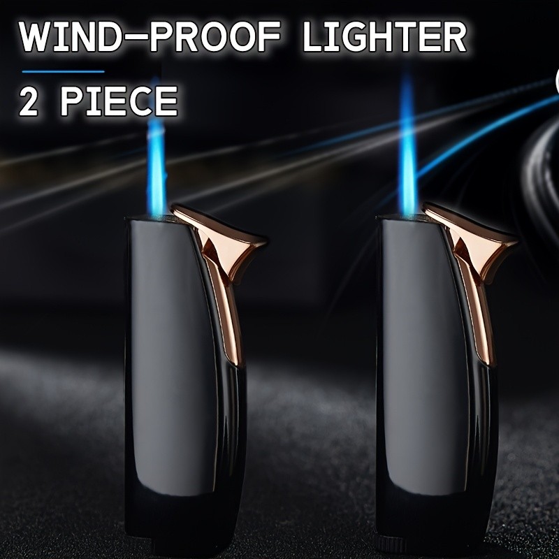 2x Compact & Refillable Butane Lighter Set - Perfect for BBQs, Camping, and More
