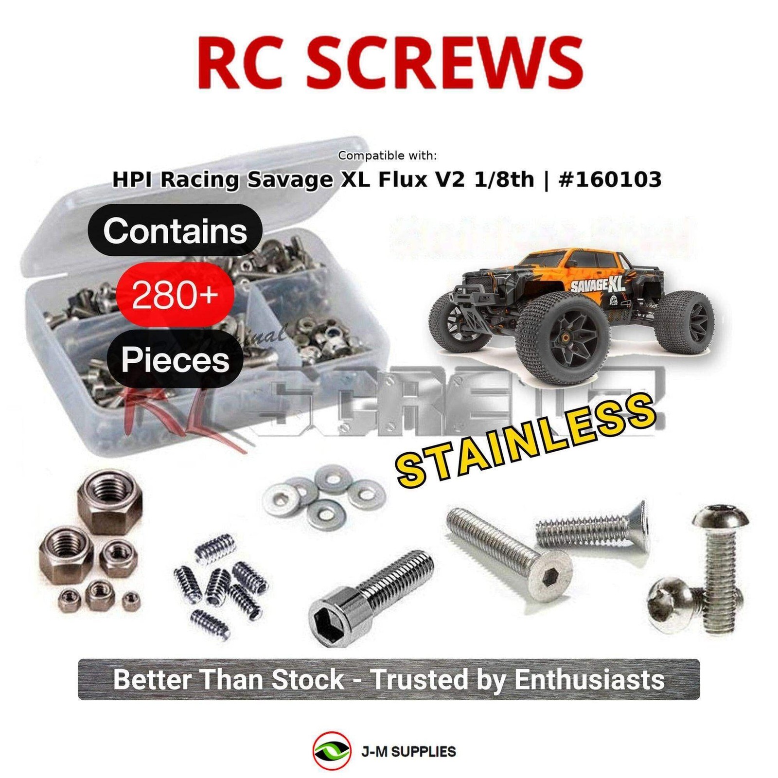 RCScrewZ Stainless Screw Kit hpi105 for HPI Savage XL FLUX V2 1/8 (160103) | SET