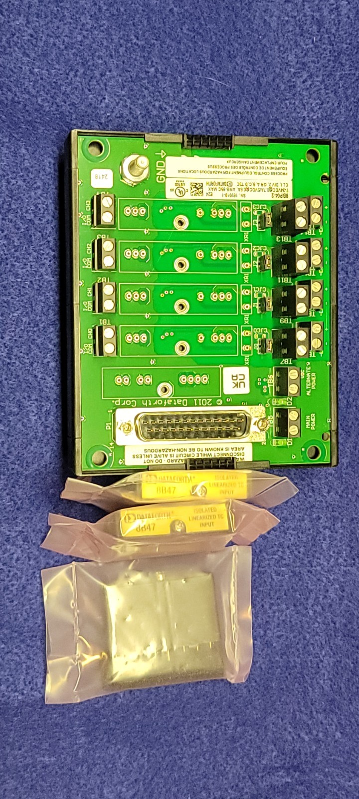 Thermocouple Input System, 3x Dataforth 8B47 + 8BP04-2 Backplane