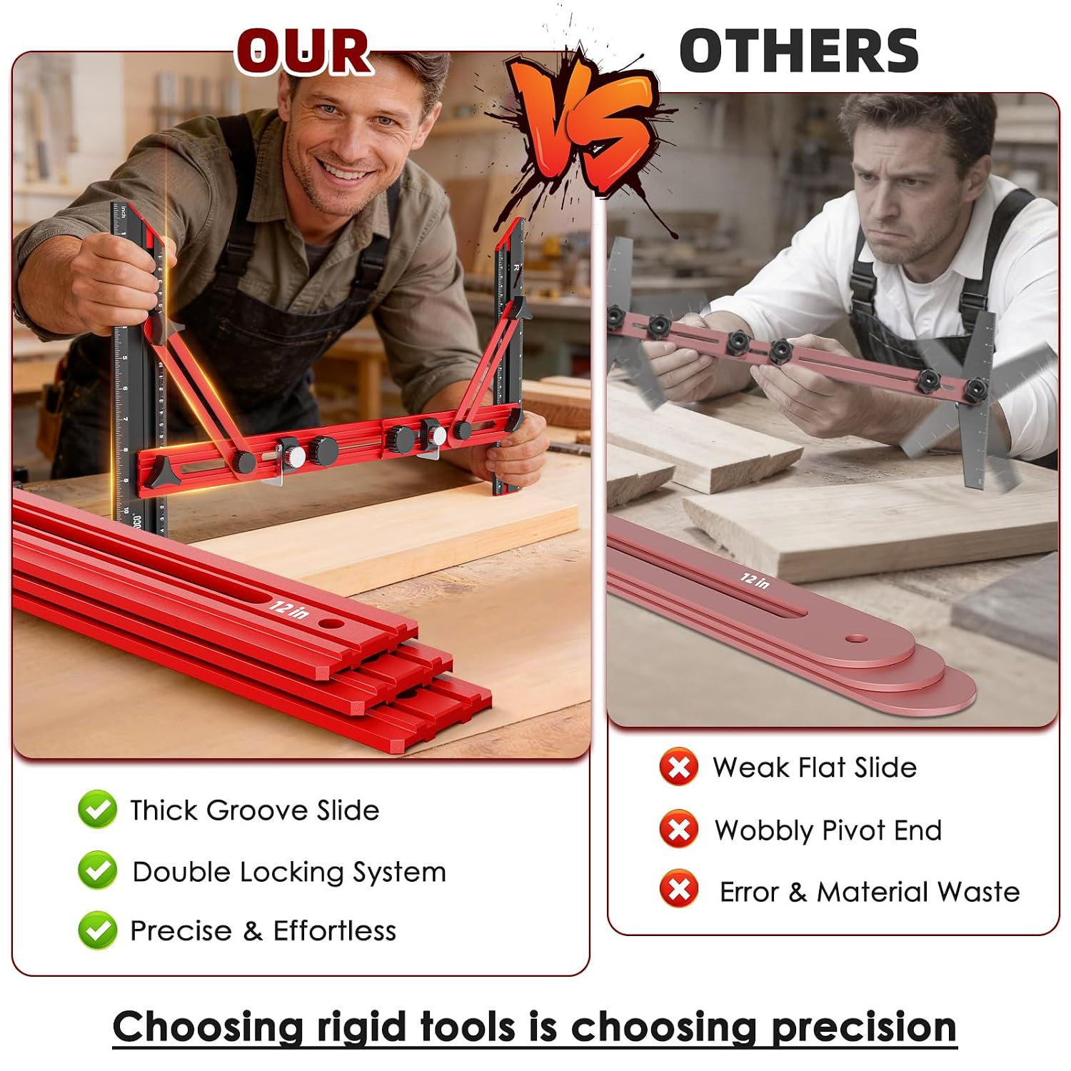 Stair Tread Template Tool, Stair Measuring Tool with Triangular Structure Brace