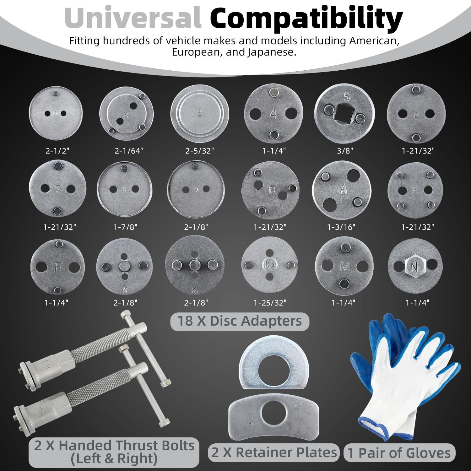 24pcs Heavy Duty Brake Caliper Compression Tool Kit for Brake Pad Replacement