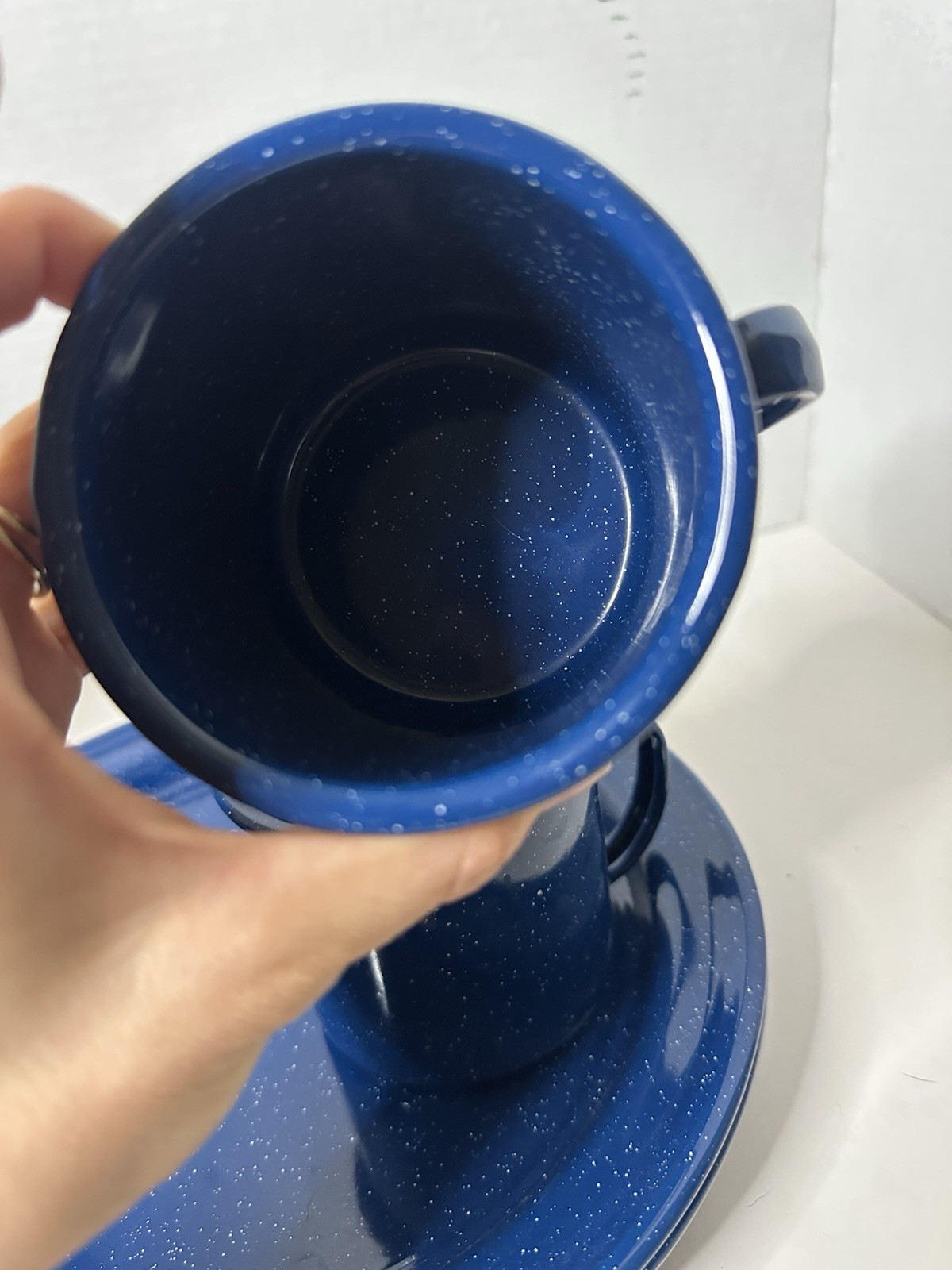 Speckled Blue Enamelware 12-Piece Dining Set for Camping