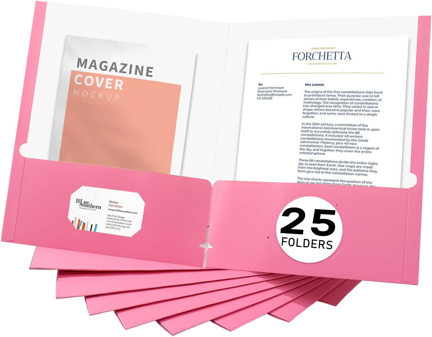 File Folders with Pockets,Pink Two Folders for Documents,25 Pack Paper Folders w